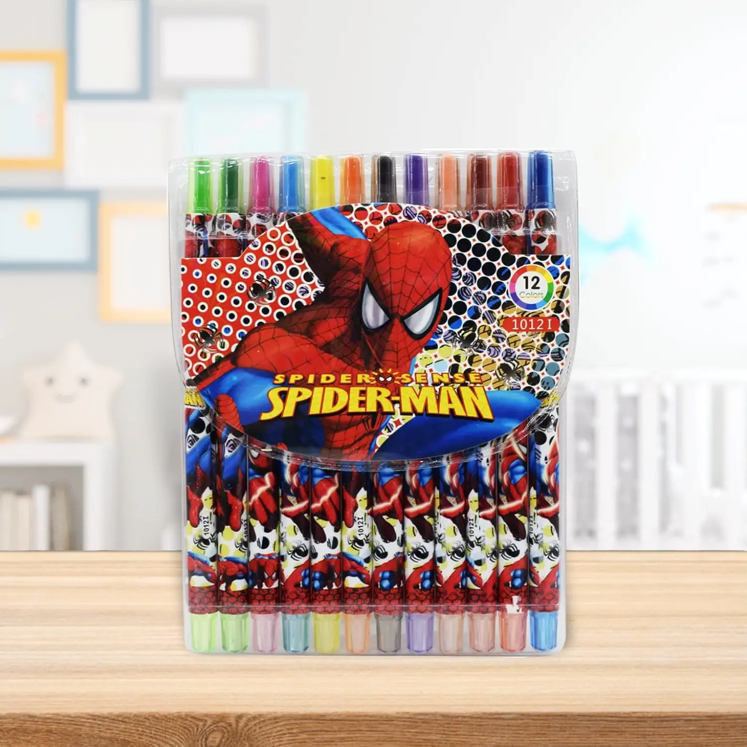spiderman rolling crayons