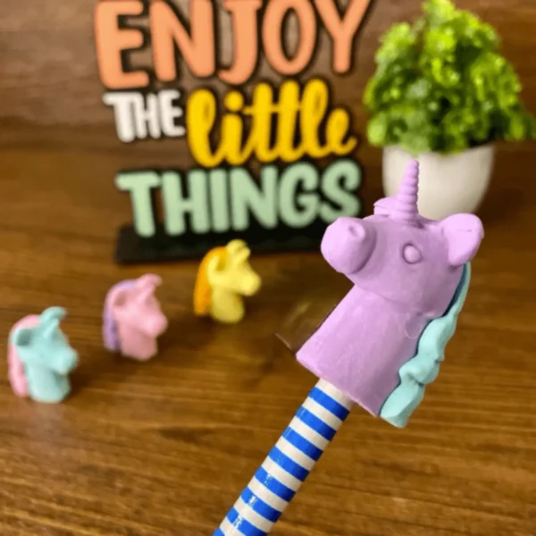 unicorn erasers on pencil